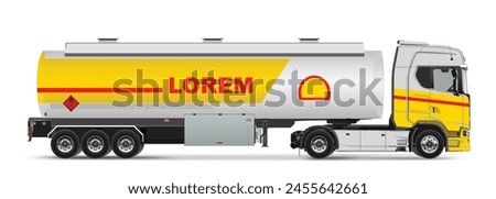 icon logo sign art side view long heavy big large tank liquid car truck lorry semi fill fuel bulk refill oil gas petrol Bp mobil art road station drive driver vector design white wheels chrome modern