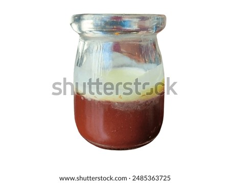 Image, Stock Photo Brown glass jar near fir branches and pine cones on dark green top view. Brand packaging mockup.