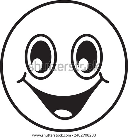 Happy face outline, illustration of cartoon face, happy expression.