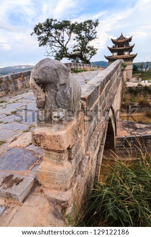 Sculpture on ancient bridge in south China