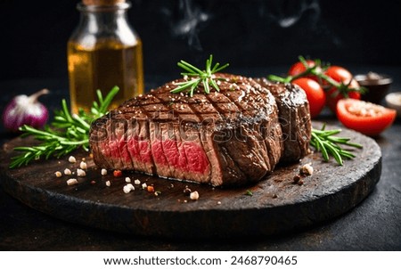 Similar – Image, Stock Photo Grilling meat on the barbecue