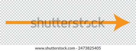 Straight long arrow, right thin line,  cursor, horizontal element, thick pointer vector icon isolated on white background. Simple illustration