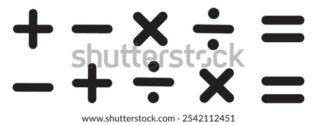 plus, minus, multiply, divide, equal sign icons vecto design eps 10