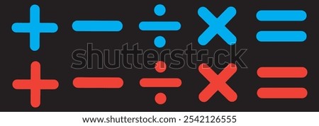 plus, minus, multiply, divide, equal sign icons vector. design eps 10