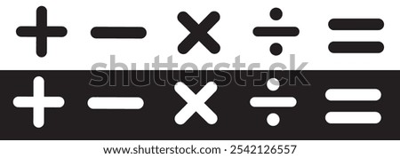 plus, minus, multiply, divide, equal sign icons vector. design eps 10