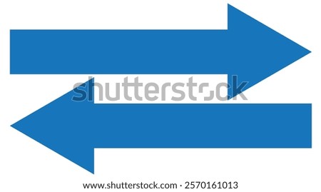 Horizontal dual long straight arrow signs. Red, black  pointer, direction, position symbol and double arrow icon