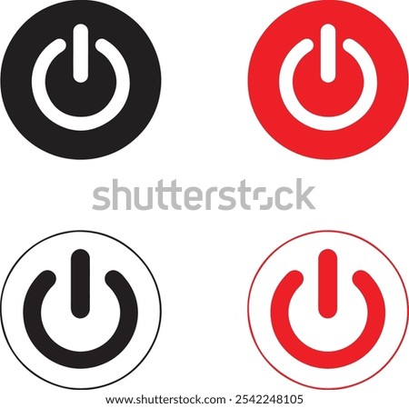 Power switch button. power icon. start and stop button. on button. off button.