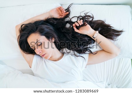 Portrait of woman in the bedroom. Stok fotoğraf © 