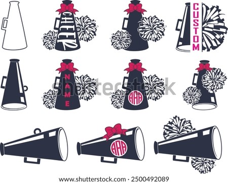 Cheerleader Pom and Megaphone, Cheerleading Vector Files