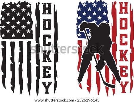 Ice Hockey Flag, American Flag, Hockey Player, Hockey Sticks Cut Files