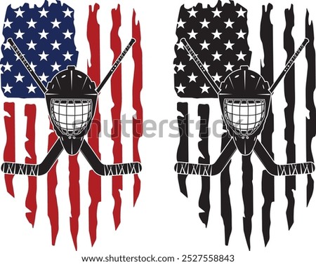 American Hockey Goalie Flag, Ice Hockey, Goalie Stickers Cut Files