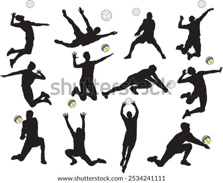 Male Volleyball Player, Volleyball Men Cut Files, Sport Boy Silhouette	