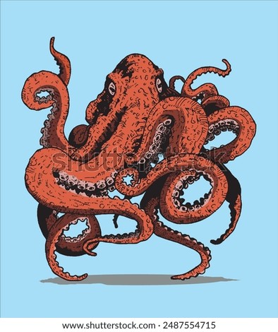 Vector image of a giant octopus