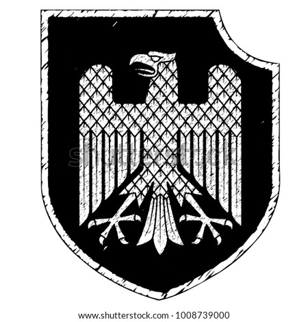 Knight heraldic emblem. German heraldic shield with an eagle, isolated on white, vector illustration