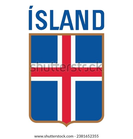 Viking style design. Vintage Icelandic flag and the inscription Iceland, isolated on white, vector illustration