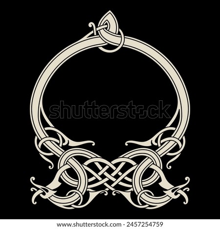 Viking Scandinavian design. Ancient decorative mythical animal in Celtic, Scandinavian style, knot-work illustration, vector illustration