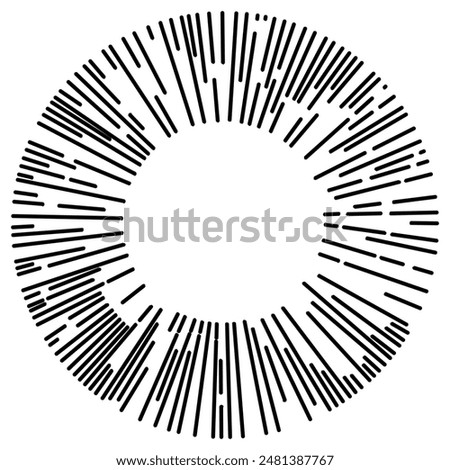 Circle of sun rays, isolated on white, vector illustration