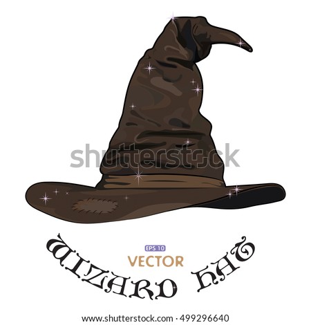 Wizard hat. Witch's hat. Halloween costume, isolated on white, vector illustration, eps-10