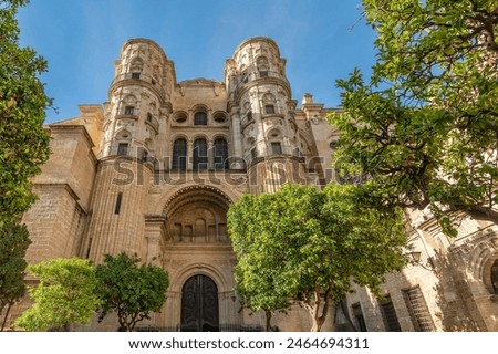 Similar – Image, Stock Photo Malaga, Spain. Facade Wall Of Bell Tower Of The Cathedral Of The Incarnation. Famous Landmark