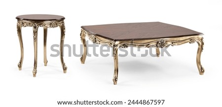 Image, Stock Photo Vintage coffee table with plates and cups