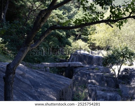 Similar – Image, Stock Photo Old stone bridge between rocky cliffs in town