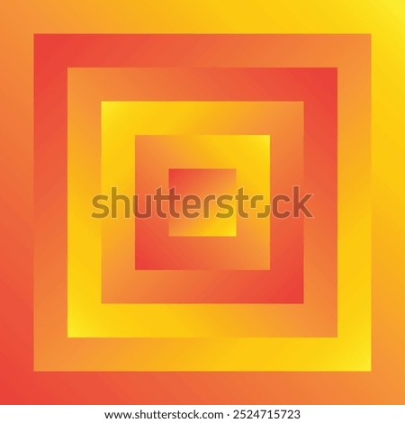 Geometric square shapes in orange yellow gradient fill background. Abstract graphic design vector illustration.