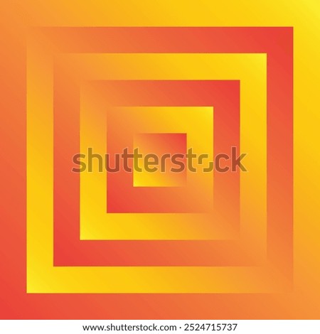 Geometric square shapes in orange yellow gradient fill background. Abstract graphic design vector illustration.