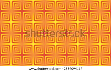 Geometric square shapes in orange yellow gradient fill seamless pattern. Abstract background graphic design vector illustration.