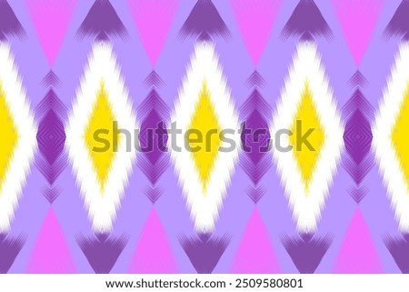 Purple and Yellow Ikat Pattern with Diamond Motifs, Perfect for Vibrant Wall Decor and Bold Textile Projects Wallpaper and Festive Backdrops