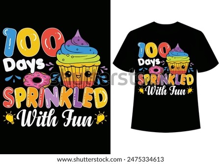 100 Days Sprinkled With Fun Kindergarten cute kids school students T shirt-design.
