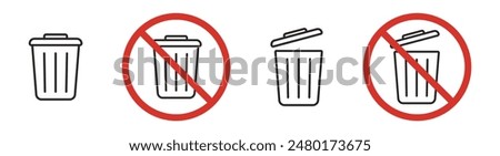 waste trash can ban line icon sign