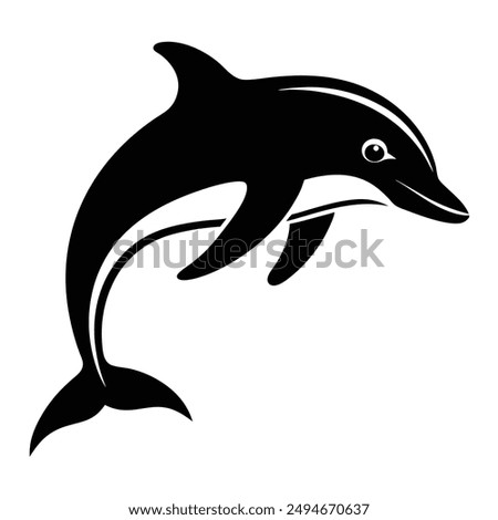 Dolphin Jumping in Air  silhouette Vector logo icon Art Illustration Isolated on White Background

