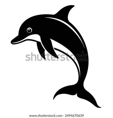 Dolphin Jumping in Air  silhouette Vector logo icon Art Illustration Isolated on White Background

