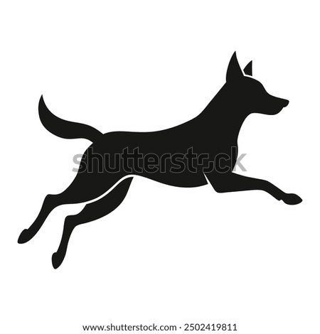 silhouette a dog jumping logo design vector illustration isolated on white background