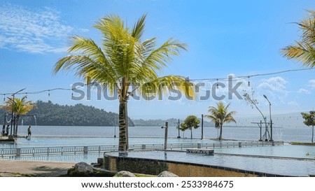 Similar – Image, Stock Photo Lights hang overhead on a clear summer evening