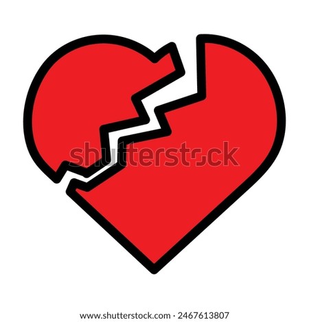 emoji Broken Heart Vector Line Filled Icon Design