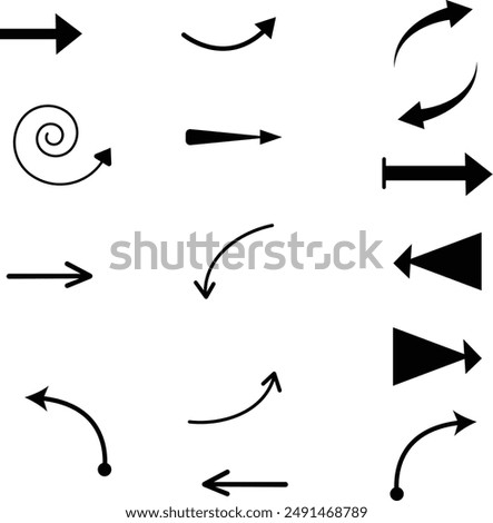 Set of vector flat arrows multiple arrow in there shaps 