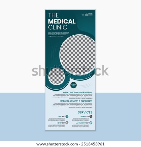 Modern the medical clinic rollup banner design by ellipse and organic shape