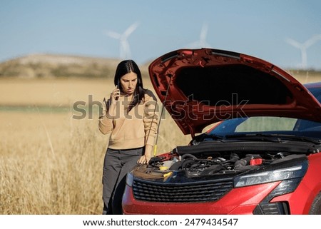 Similar – Image, Stock Photo Emergency car of people with bacteriological protection suits