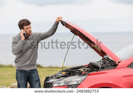 Similar – Image, Stock Photo Emergency car of people with bacteriological protection suits