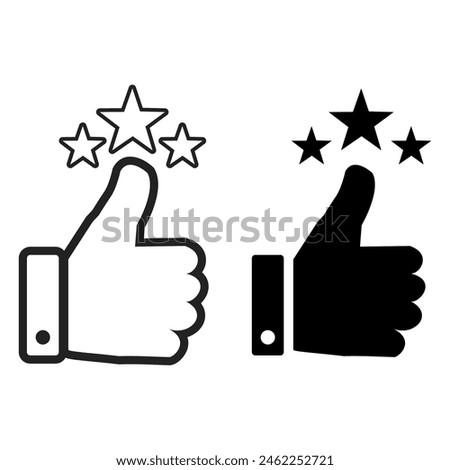 thumbs up icon. Thumbs up with stars. Thumb icon collection. Like signs and symbols. Vector illustration.
