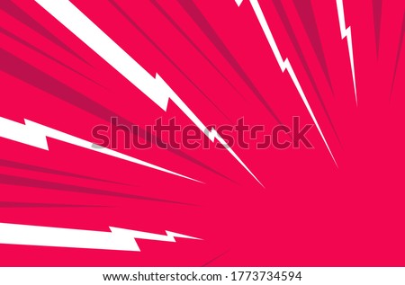 White Thunder, red background. Confrontation image illustration of thunder bolt. Flat illustration Comic Style Vector. Template for comic.Neon color.Style of competition design template without text. 