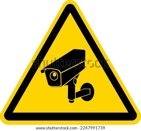 Notice 24 hour surveillance sign. security camera in use. Vector illustration.