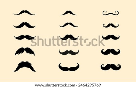 Set of 15 different isolated mustache vector icon 