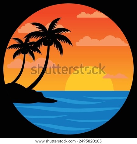 Afternoon Sun vector, Sunset Design Vector Design Images, Sunset Art Design, T Shirt Design