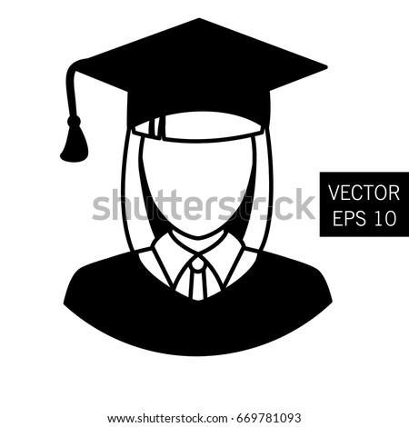 Teacher graduation icon tutor icon vector graduation prom image teacher icon teacher outlet. Woman. Thick outline. Stock vector.