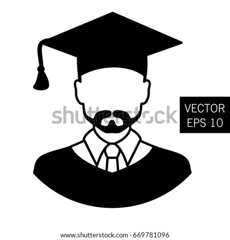 Icon graduation teacher, tutor graduation icon vector icon graduation the image of the teacher, educator outlet icon. Thick outline. Stock vector.