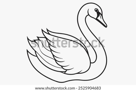 Swan line art icon illustration