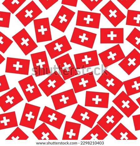 Bright pattern with flags of Swiss for holidays. Illustration with flags of Switzerland. Vector Illustration.