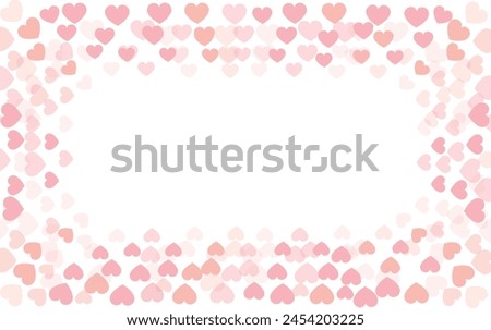Background with pink hearts. Border with pink hearts. Lovely frame for holidays. Vector illustration.